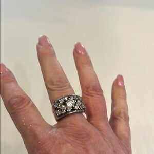 Elegant White Gold Cubic Zirconia Dinner Ring